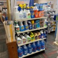 cleaning products on display at hardware store