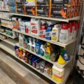 cleaning products on display at hardware store
