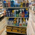 cleaning products on display at hardware store
