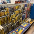 professional tarps and drill bits at hardware store